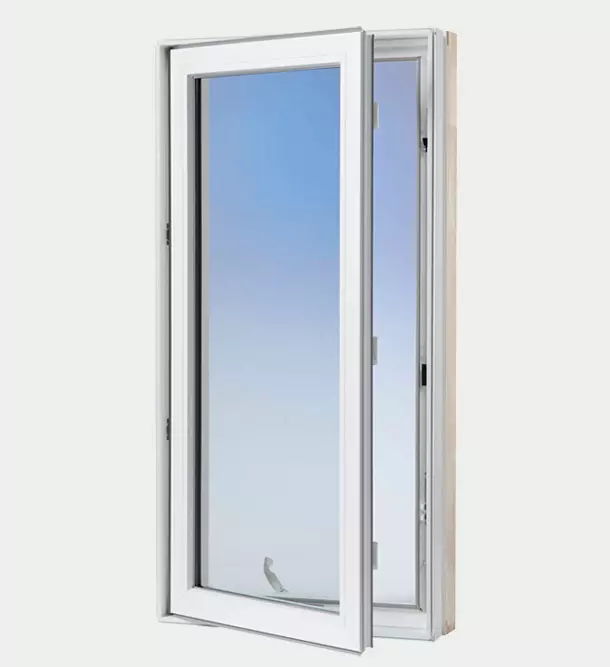 White casement window - exterior open window view